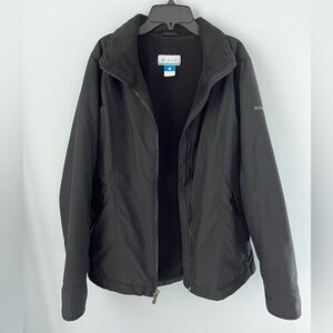 Women’s Columbia Black Zip-Front Fleece-Lined Nylon Jacket, Medium